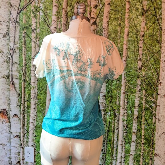 Vintage Y2K Designer Animal Print Crown Rhinestone Maximalist V Neck Tee - Picture 2 of 11